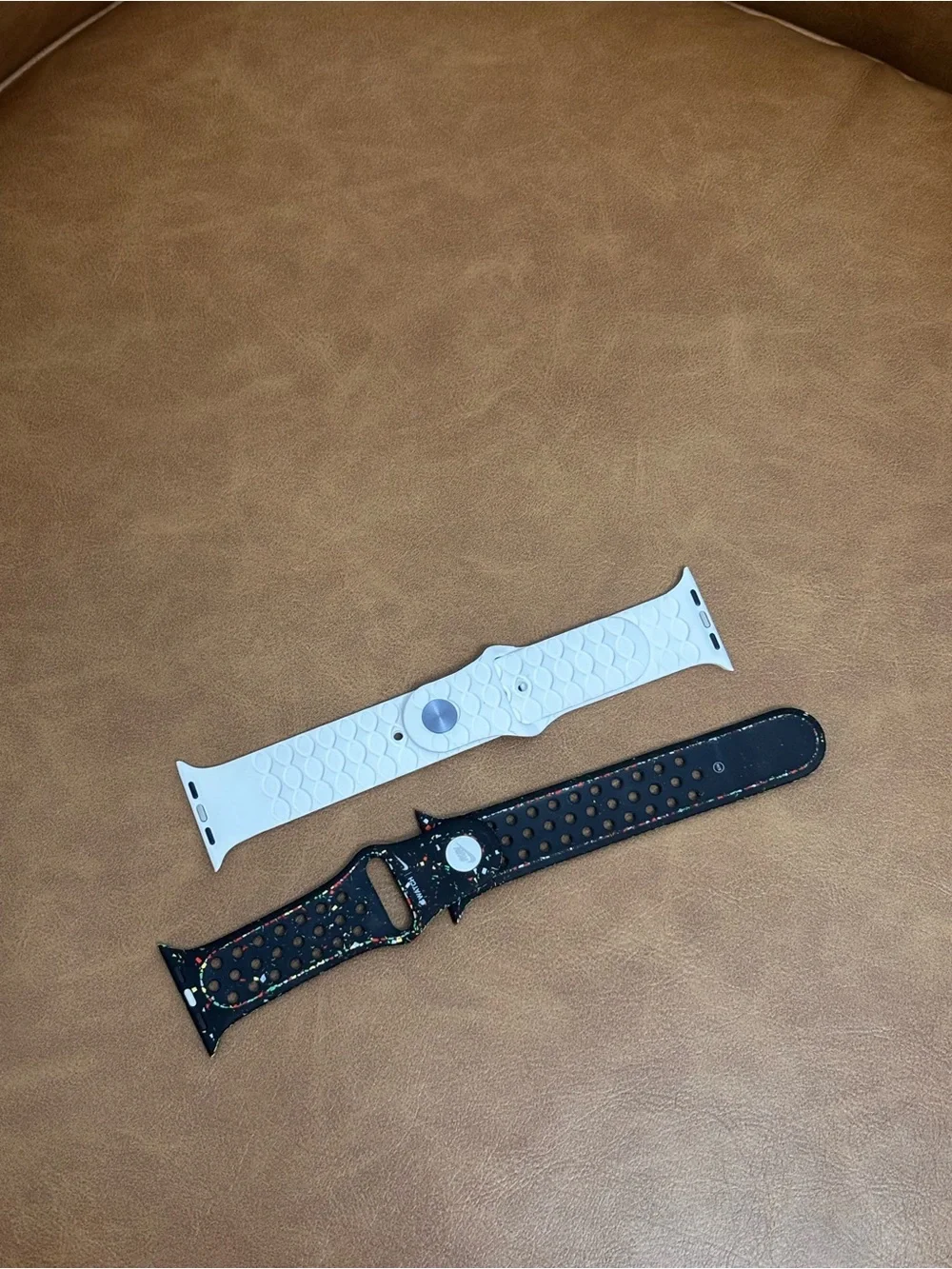 Peloton White Sport Band & Black Speckled Perforated Nike Sport Band